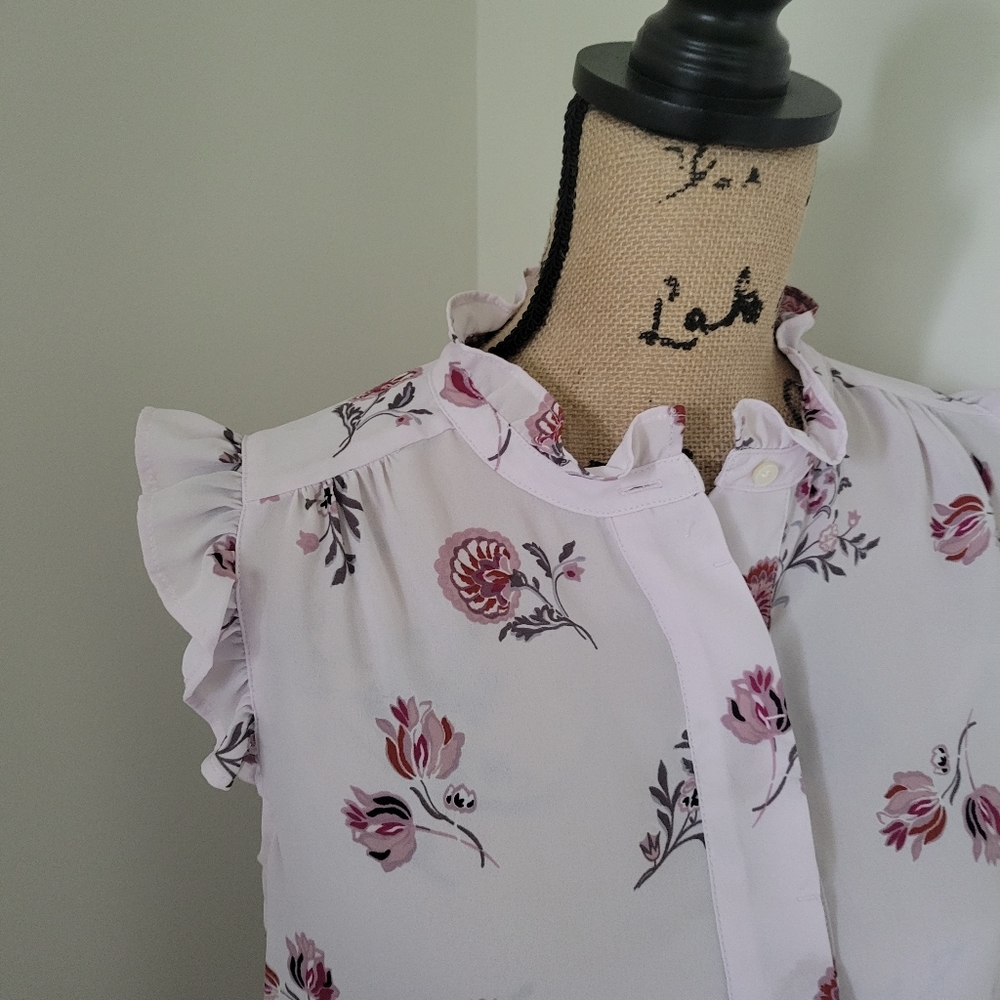 Loft Floral Ruffle Henley Shell - Picture 4 of 9